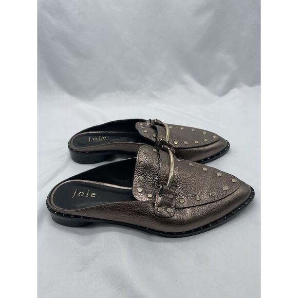 Joie Taran Metallic Bronze Studded Leather Slip-On Mules Women’s Size 7 - Picture 3 of 11